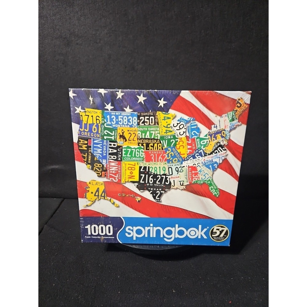 NIB Springbok Puzzle US License Plates United States Map 1000 Piece Sealed 2020